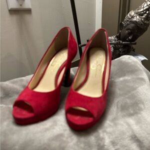 Jessica Simpson Red Peep-Toe Heels